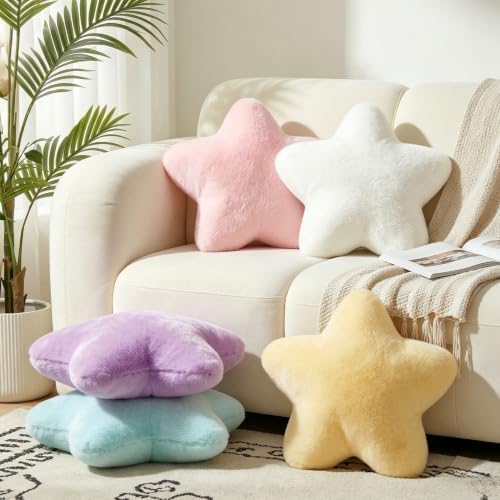 Star Pillow 15.4" Cute Soft White Decorative Throw Pillows for Couch Bed