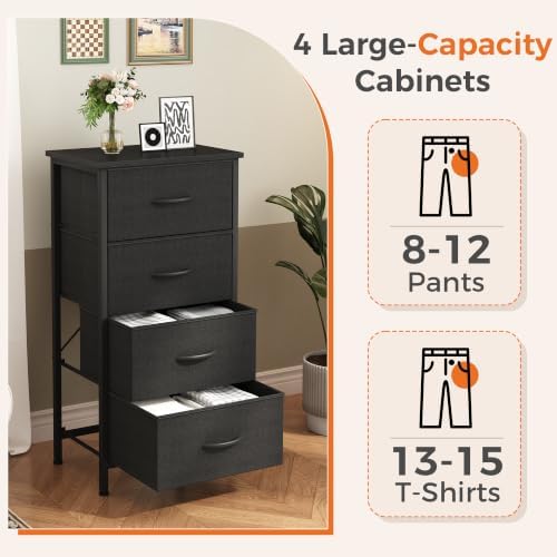 Sweetcrispy 4 Drawer Dresser, Tall Storage Cabinet for Bedroom and Closet