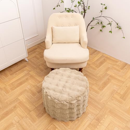 Asuprui Supportive Pouf Ottoman Foot Rest Elevate Your Living Room Decor with Lightweight Pouf Filler Modern Foam Stuffed Poof Perfect to Rest Your Feet (Taupe, 20x20x14 Inches, Round)