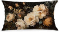 Vintage Moody Floral Pillow Cover 12x20, Dark Cottagecore Botanical Wildflower Still Life Decorative Lumbar Pillow Cover for Couch Bed Living Room Bedroom