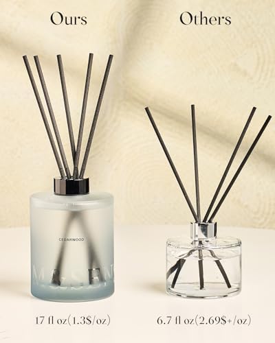 M&SENSE Reed Diffuser Set, Cedarwood, 17 oz Natural Essential Oil