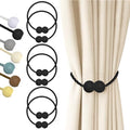 Hion Magnetic Curtain Tiebacks Black 6pcs, Curtain Holdbacks Hooks Holders
