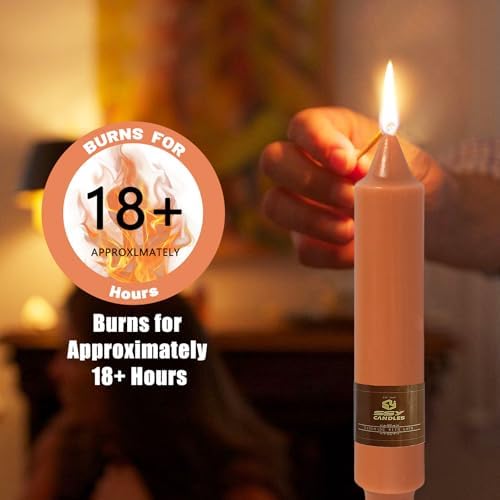NJAO HOO Burnt Orange Candlesticks Pumpkin Short Taper Candle 7 Inch Unscented Dripless Fall Tapered Candle Set for Halloween Home Dinner Fall Decor Party, 4 Pack