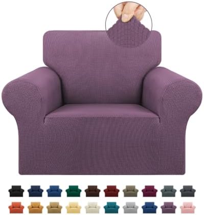 KEKUOU Stretch Chair Sofa Slipcover, Single Couch Cover,Dark Purple