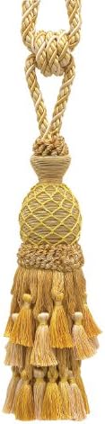 DÉCOPRO Lavish Large Curtain & Drapery Hand Crafted Tassel Tiebacks Tassel Length 11" (27.5cm) 34" Spread (86cm) Rustic Gold #4975 (Light Beige Yellow Gold) Individually Sold