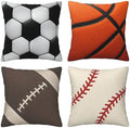 Baseball Soccer Decorative Throw Pillow Covers 18x18 Inch Set of 4