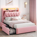 Jocoevol Twin Size Bed Frame with 2 Storage Drawers & Hidden Headboard