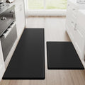 StepRite Kitchen Mats for Floor, 2-Piece Anti-Fatigue Kitchen Rugs, Black