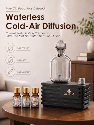 Waterless Essential Oil Diffuser for Home with 3 Oils, 4 Modes