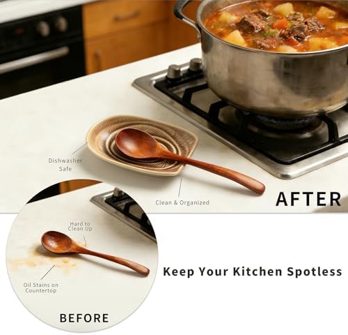 Ceramic Spoon Rest, Utensil Rest for Stove, Counter & Coffee Bar