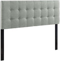 Modway Emily Tufted Button Linen Fabric Upholstered Queen Headboard in Gray