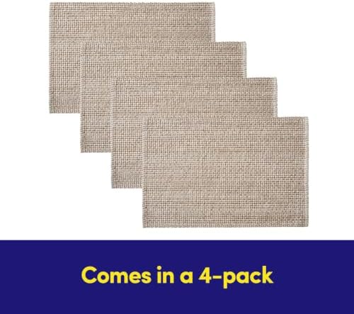 Sweet Home Collection 100% Cotton Placemats for Dining Room Rectangle Two Tone Woven Fabric 13" x 19" Soft Durable Table Mat Set, Set of 4, Eggshell