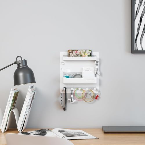 SuoXing Bedside Shelf Wall Mount and Wall Nightstand for Bedroom,Rv,Dorm Room,Bedside Wall Organizer for Phone Holder,Wall Mount Shelf Organizer for Charging Station and Remote Control Holder,White