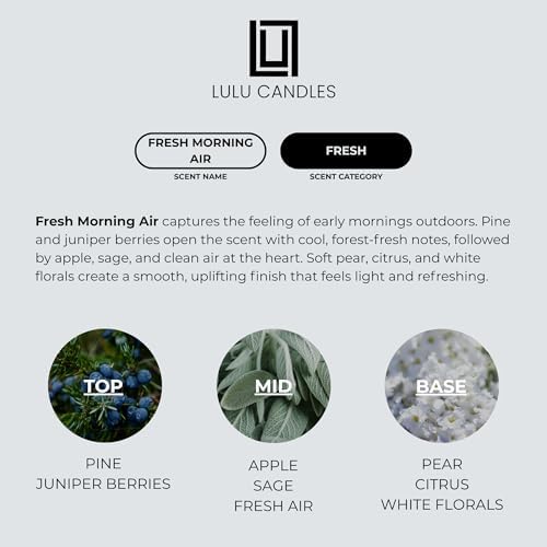 Lulu Candles | Fresh Morning Air | Luxury Scented Soy Jar Candle | Hand Poured in The USA | Highly Scented & Long Lasting (9 Oz.)