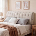 Seang King Size Upholstered Headboard, 24" Height Soft, Breathable Linen Fabric Wall Mounted Headboards for Bedroom & Dorm, No Assembly Required Peel & Stick Bed Backboard, No Nails, Beige