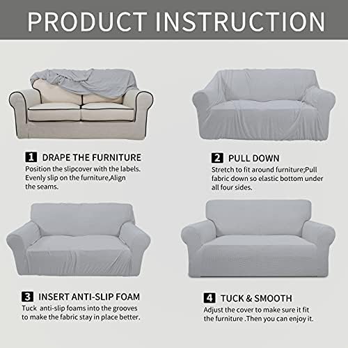 Easy-Going Stretch Chair Slipcover with Arm Washable Silver Gray