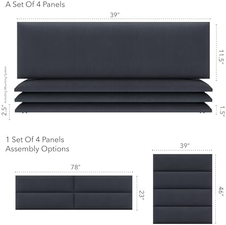Vänt Wall Mounted Headboard Panels, King/Twin, Ribbed Midnight Blue