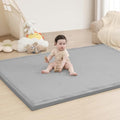 Baby Play Mat for Floor,1.3" Thick Memory Foam Tummy Time Mat for Toddlers,Infants,Kids,Soft Nursery Rug,79"×79" Extra Large Non Slip for Crawling&Yoga,Tatami Style for Living Room(Light Gray)