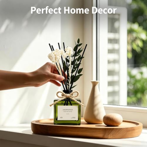 Reed Diffuser, 6.1 oz Zen Tea Scent Diffuser with Sticks & Dried Flowers, 120 Days Long Lasting diffusers for Home, Elegant Fragrance for Bathroom Bedroom Office Decor Air Fresh