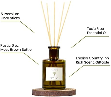 PRISTINE English Country Inn Reed Diffuser for Home | Fresh Blend of Strawberry, Vanilla, Musk Reed Diffuser Set, Oil & Reed Diffuser Sticks | Home & Office Decor | Fragrance