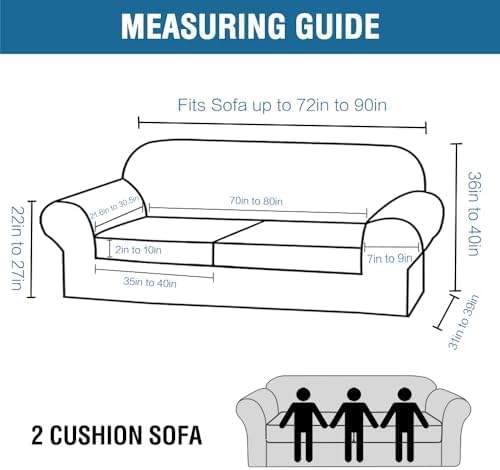 H.VERSAILTEX Real Velvet Plush 3 Piece Stretch Sofa Covers Couch Covers for 2 Cushion Couch Sofa Slipcovers Width Up to 90 Inch Feature Thick Soft Stay in Place (Sofa, Butter Cream)