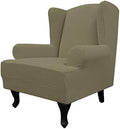 Easy-Going Stretch Large Wingback Chair Sofa Slipcover Khaki