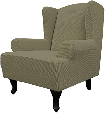 Easy-Going Stretch Large Wingback Chair Sofa Slipcover Khaki