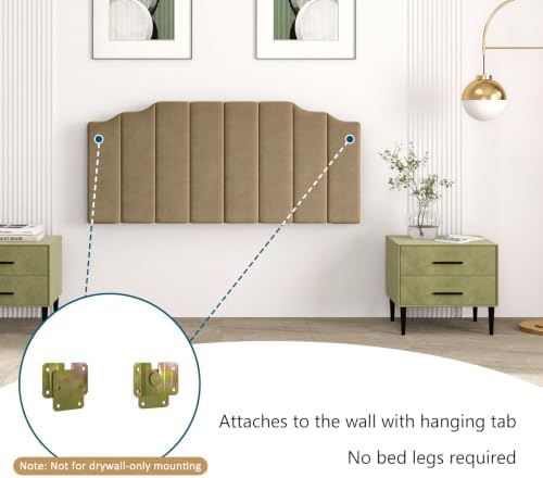 Befurtori Queen Size Headboard Only, Linen Wall Mount Headboard, Brown