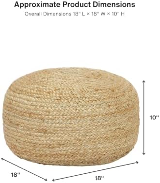 · REDEARTH · Jute Circular Low Pouf Ottoman - Boho Foot Stool - Natural