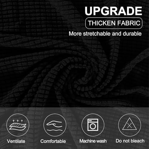 U-NICE HOME 3 Pieces Stretch Loveseat Couch Cover, Black