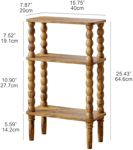 Veegle Narrow Side Table Small End Table for Small Spaces Rustic Brown