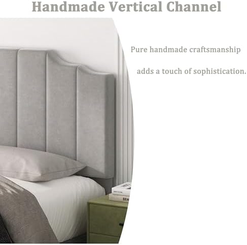 Befurtori King Size Headboard Only, Velvet Wall Mount Headboard Silver Gray