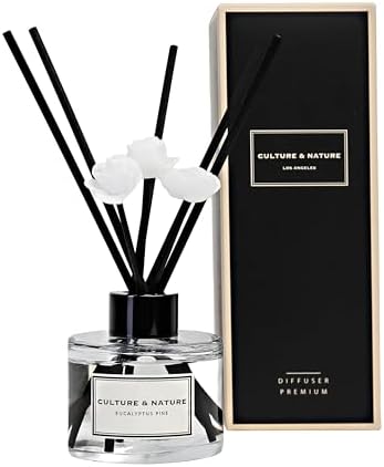 CULTURE & NATURE Reed Diffuser Set 4oz (120ml) Eucalyptus Pine Scented Diffuser with Sticks Home Fragrance Reed Diffuser for Bathroom Shelf Decor