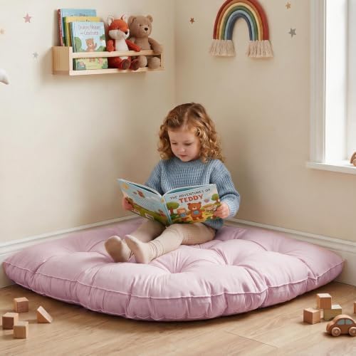 ShowyLive Large Corner Floor Cushion, 39.37" Radius Corner Kids Rug
