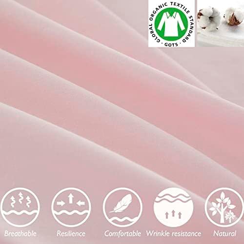 Brandream Kid's Duvet Cover Twin/Twin XL Size,100% Organic Cotton 2pcs Girl Bedding Duvet Cover Set, Ruffled Fringe Solid Color Breathable Soft with Zipper Closure & Corner Ties(Pink)