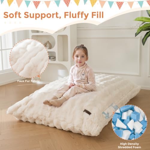 MAXYOYO 3 in 1 Kids Bean Bag Chair, Comfy Floor Sofa with Removed Cover