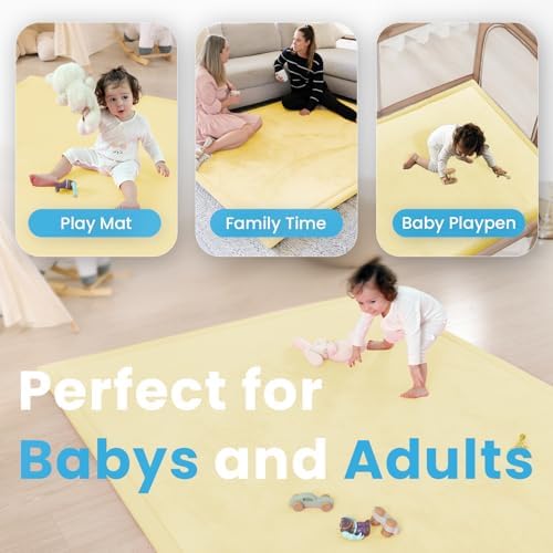 1.3" Thick Baby Play Mat, 50x50 Foam Tummy Time Mat – Vanilla