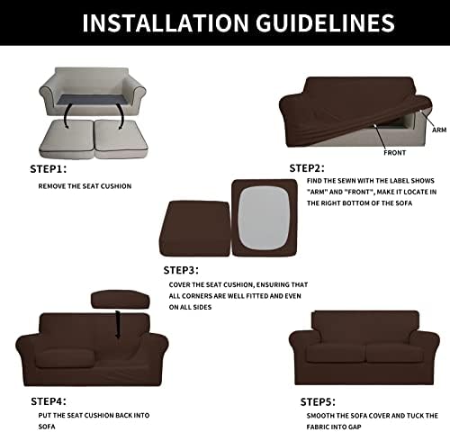 Easy-Going 3 Pieces Stretch Soft Couch Cover for Dogs - Washable Sofa Slipcover for 2 Separate Cushion Couch - Elastic Furniture Protector for Pets, Kids (Loveseat, Coffee, Medium)
