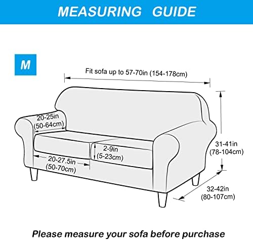 OBCREAT 3 Pieces Sofa Slipcover Stretch Velvet Sofa Covers for 2 Cushion Couch Loveseat Covers Soft Couch Cover with Elastic Bottom Non Slip Furniture Protector for Pets Kids (Burnt Orange, Medium)