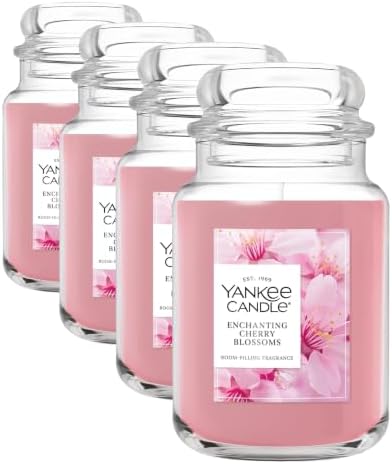 Yankee Candle Enchanting Cherry Blossoms Scented Candle, 22oz New Large Jar (Pack of 4)