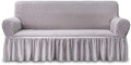 NICEEC Sofa Cover Lilac Gray Couch Cover Stretch Sofa Slipcover with Skirt