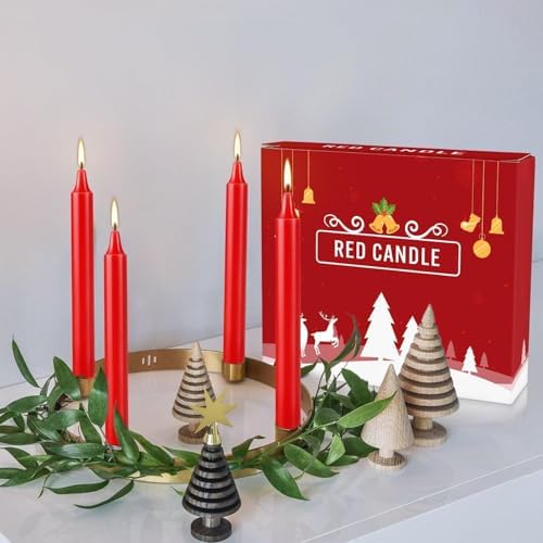 Red Taper Candles, Unscented Spell & Chime Candles, 4 Inch, 100% Cotton Wick, 2-Hour Burn Time, 40 Pack