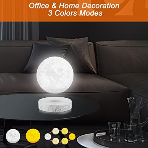 UVEHAS Floating Moon Lamp - Levitating Moon Light Touch Control 3 Colors LED Magnetic Levitation Spinning 3D Printing Lunar Night Light Desk Decorative Lamp for Room Decor Creative Gifts
