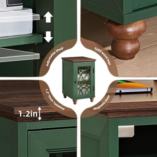Joaxswe Narrow Side Table with Glass Door Storage