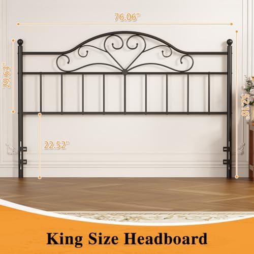 Vintage Headboard for King Bed Frame, Metal Headboard Only King Size