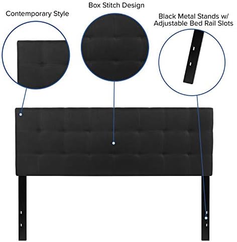 EMMA + OLIVER Black Queen Quilted Tufted Headboard