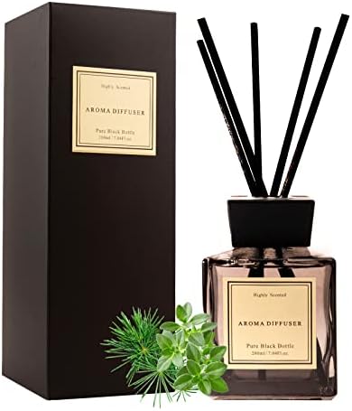 White Musk Cedar Reed Diffuser Freshen Up Your Living Space Transform Your Home with Natural Fragrance Room Scent Diffuser with 5 Diffuser Sticks 7.04 oz - Black