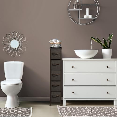 Sorbus 5-Drawer Narrow Dresser for Bedroom (Brown)