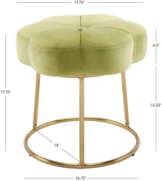 Linon Talulah Light Green and Gold Vanity and Accent Stool