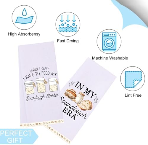 LXOMILL Sourdough Gifts for Women, Funny Kitchen Towels Set of 2, Sourdough Starter Gifts for Bakers, Bread Baking Dish Towels, Cute Kitchen Decor